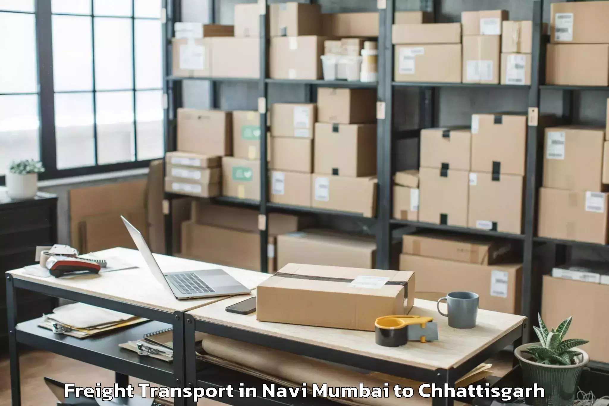 Top Navi Mumbai to Udaipur Dharamjaigarh Freight Transport Available